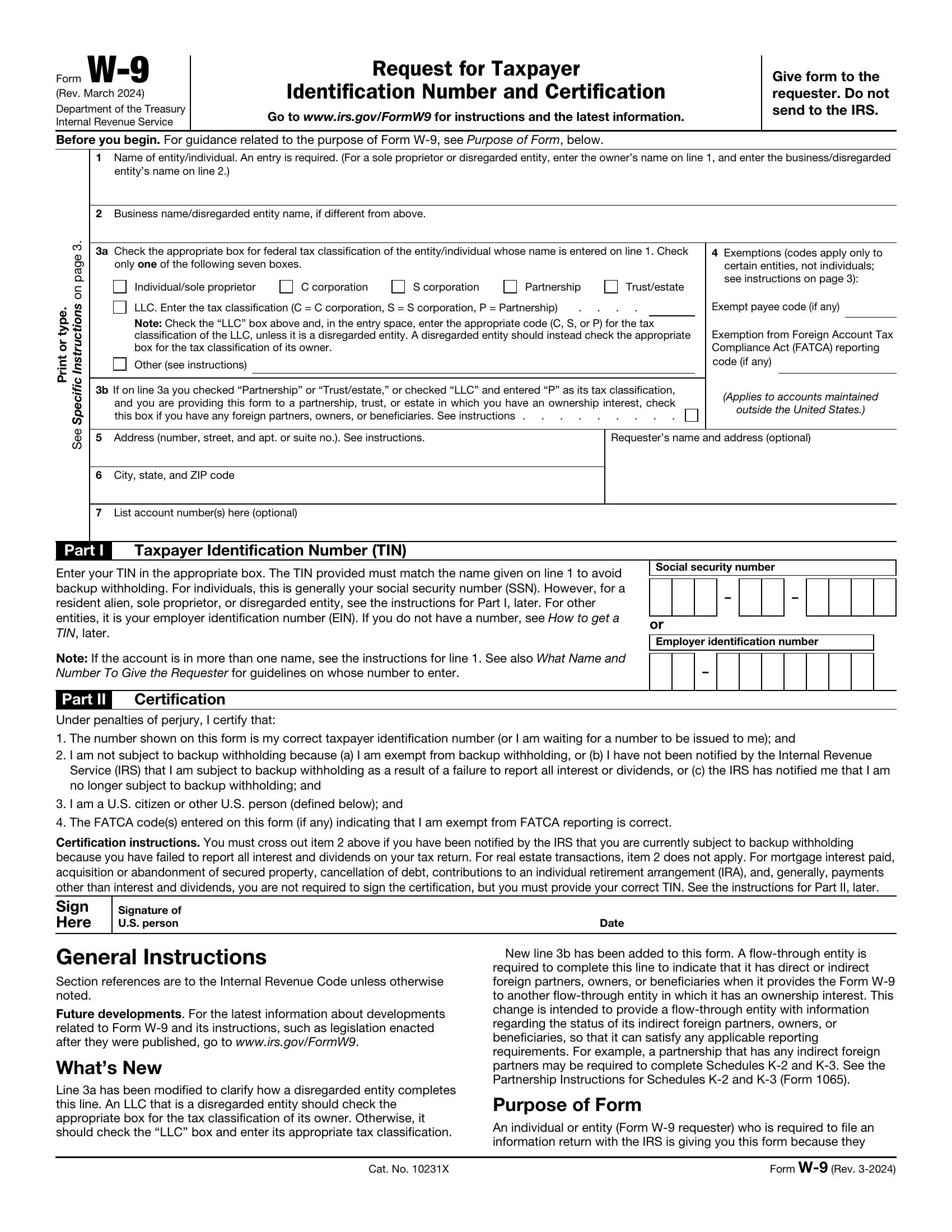Form W-9 preview